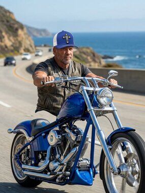Cross Patched Royal Blue/White Mesh Snapback Trucker Hat